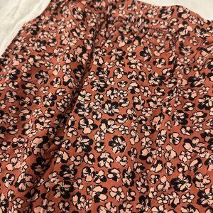 Nine West Orange Lightweight Floral Midi Skirt Size L | Boho, Swing, Cottagecore
